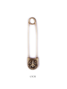 PEACE SIGN SAFETY PIN - BRASS